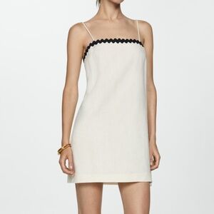 MANGO LINEN DRESS WITH CONTRASTING DETAILS